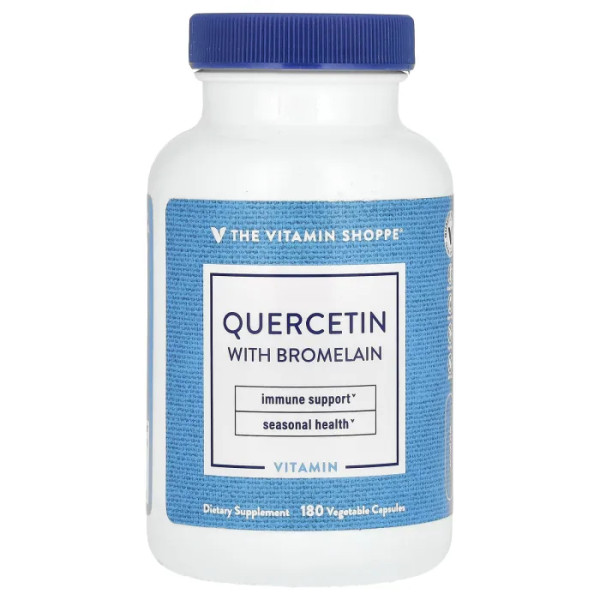 Кверцетин з бромелаїном, Quercetin With Bromelain, The Vitamin Shoppe, 180 рослинних капсул