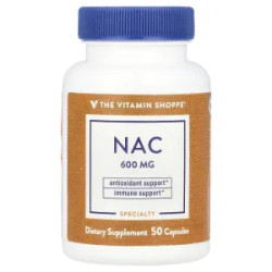 N-ацетилцистеин 600 мг, NAC Vitamin Shoppe, 50 капсул