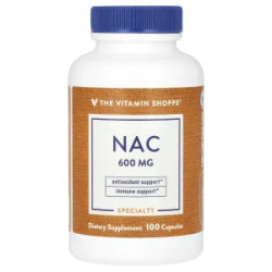N ацетилцистеїн 600 мг, The Vitamin Shoppe NAC, 100 капсул
