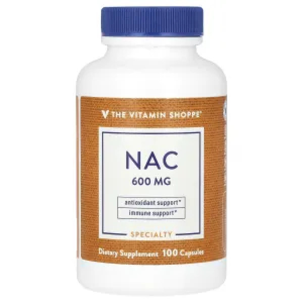N-ацетилцистеїн, NAC, Vitamin Shoppe, 600 мг, 100 капсул