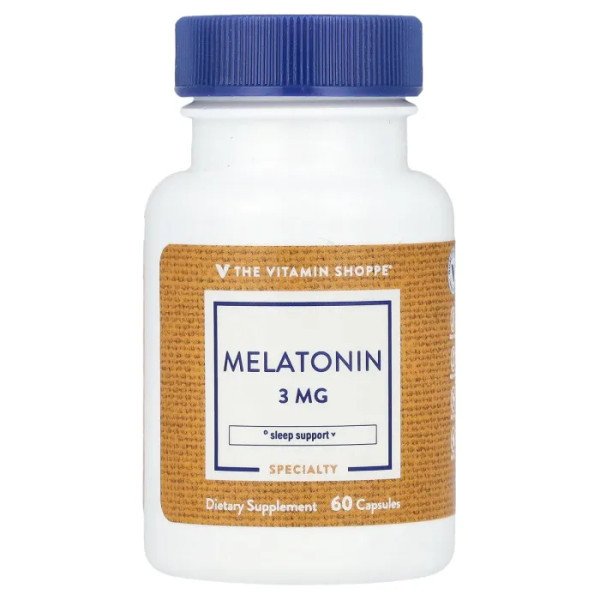 Мелатонін, Melatonin, The Vitamin Shoppe, 3 мг, 60 капсул