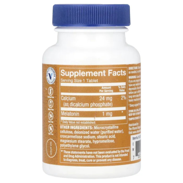 Мелатонін, Melatonin, The Vitamin Shoppe, 1 мг, 120 таблеток