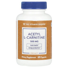 Ацетил L-карнітин 500 мг, Acetyl L-Carnitine The Vitamin Shoppe, 60 капсул