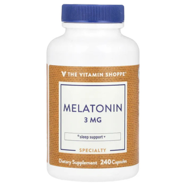Мелатонін, Melatonin, The Vitamin Shoppe, 3 мг, 240 капсул