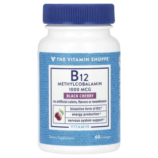 Вітамін B12 (метилкобаламін), B12, The Vitamin Shoppe, зі смаком черешні, 1000 мкг, 60 пастилок