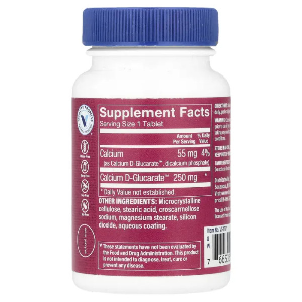 D-глюкарат кальцію, Women's Calcium D-Glucarate™, The Vitamin Shoppe, для жінок, 250 мг, 60 таблеток