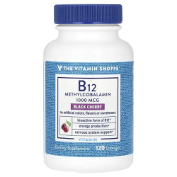 Вітамін B12 (метилкобаламін) 1000 мкг, B12 The Vitamin Shoppe, пастилки смак вишня, 120 шт