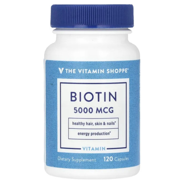 Біотин, Biotin, The Vitamin Shoppe, 5000 мкг, 120 капсул