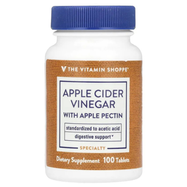 Яблучний оцет з яблучним пектином, Apple Cider Vinegar With Apple Pectin, The Vitamin Shoppe, 100 таблеток