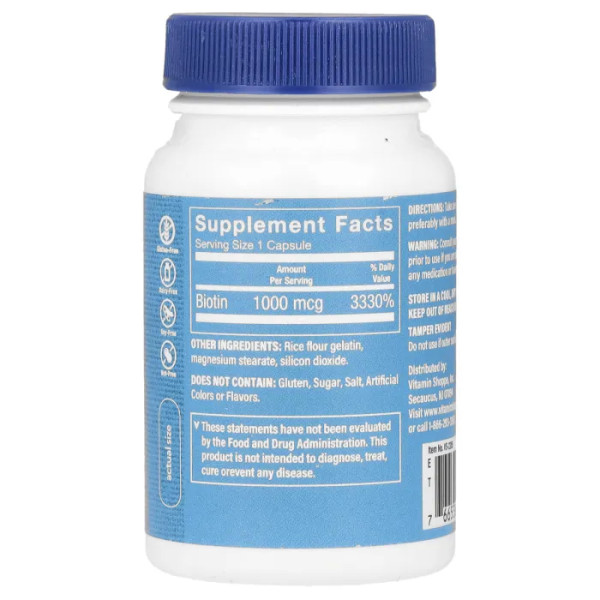 Біотин, Biotin, The Vitamin Shoppe, 1000 мкг, 100 капсул