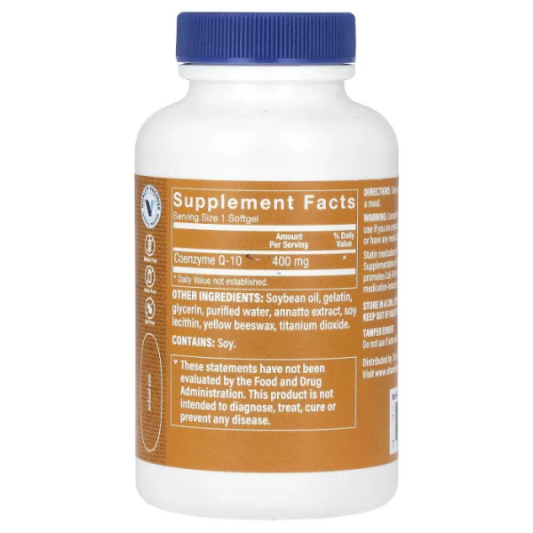 Коензим Q10, CoQ-10, The Vitamin Shoppe, 400 мг, 60 гелевих капсул