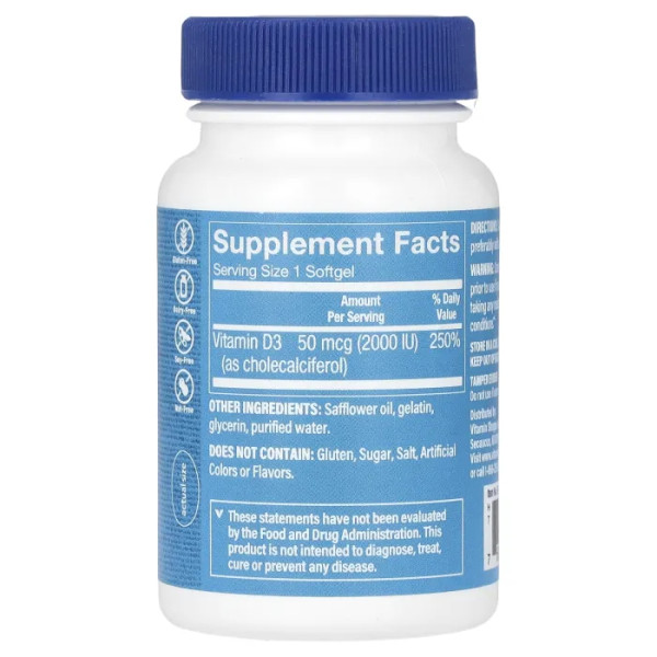 Вітамін D3, Vitamin D3, The Vitamin Shoppe, 50 мкг (2000 МО), 100 гелевих капсул
