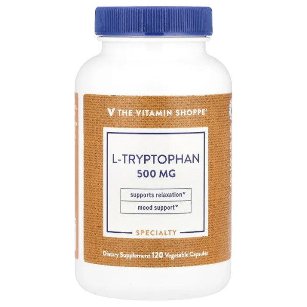 L-триптофан, L-Tryptophan, The Vitamin Shoppe, 500 мг, 120 рослинних капсул
