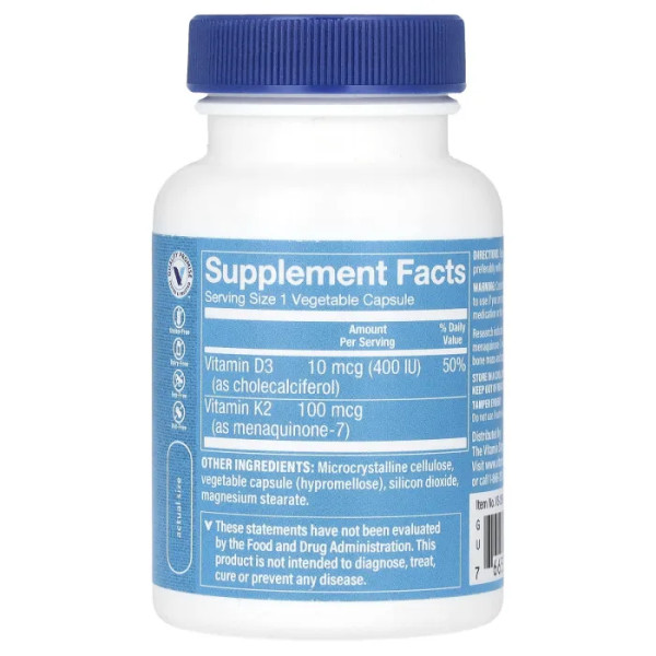 Вітамін К2, Vitamin K2, The Vitamin Shoppe, 100 мкг, 90 рослинних капсул