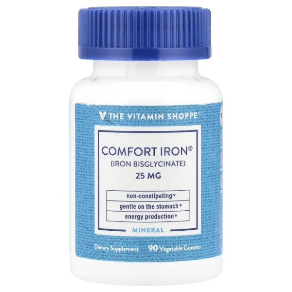 Залізо, Comfort Iron®, The Vitamin Shoppe, 25 мг, 90 рослинних капсул