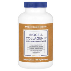 Колаген з гіалуроновою кислотою, BioCell Collagen II With Hyaluronic Acid Vitamin Shoppe, 180 рослинних капсул
