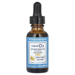 Витамин D3 жидкий 125 мкг (5000 МЕ), Liquid Vitamin D3 The Vitamin Shoppe, вкус цитрус, 30 мл