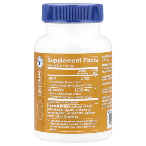 Лютеїн, Lutein, The Vitamin Shoppe, 6 мг, 120 гелевих капсул