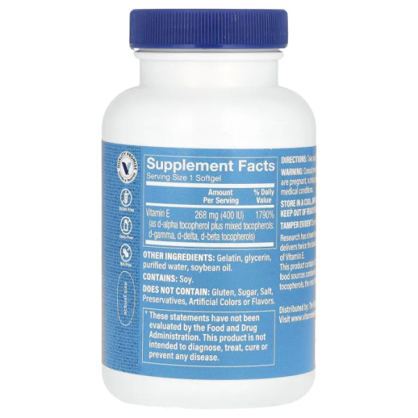 Вітамін Е, Vitamin E, The Vitamin Shoppe, 268 мг (400 МО), 240 гелевих капсул