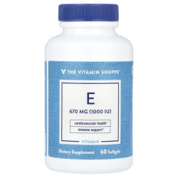 Витамин E 670 мг (1000 МЕ), Vitamin E The Vitamin Shoppe, 60 гелевых капсул