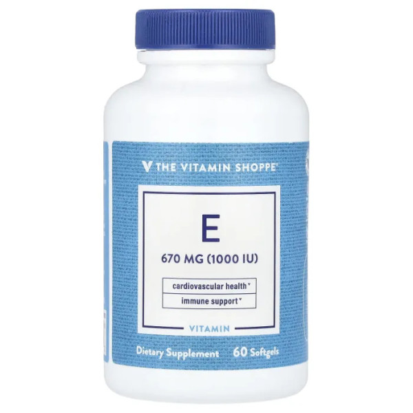 Вітамін Е, Vitamin E, The Vitamin Shoppe, 670 мг (1000 МО), 60 гелевих капсул