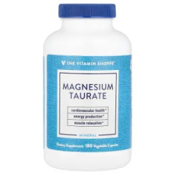 Магній тауринат 62,5 мг, The Vitamin Shoppe Magnesium Taurate, 180 рослинних капсул