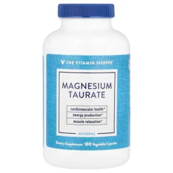 Таурат магнію, Magnesium Taurate, The Vitamin Shoppe, 180 рослинних капсул (62,5 мг на капсулу)