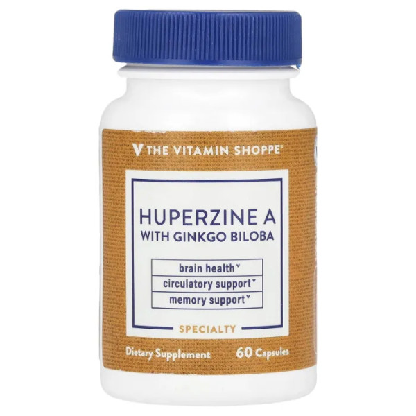 Гуперзин А з гінкго білоба, Huperzine A With Ginkgo Biloba, The Vitamin Shoppe, 60 капсул
