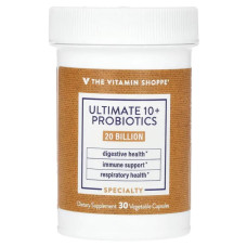 Пробіотики 20 млрд КУО, Ultimate 10+ Probiotics The Vitamin Shoppe, 30 рослинних капсул