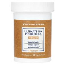 Пробіотики 20 млрд, The Vitamin Shoppe Ultimate 10 Plus Probiotics, 60 рослинних капсул