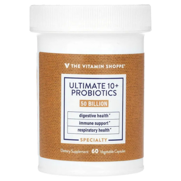 Пробіотики, Ultimate 10+ Probiotics, The Vitamin Shoppe, 50 млрд, 60 рослинних капсул