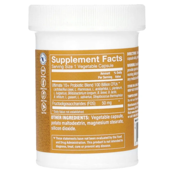 Пробіотики, Ultimate 10+ Probiotics, The Vitamin Shoppe, 100 млрд, 30 рослинних капсул