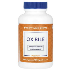 Бычья желчь 125 мг, Ox Bile The Vitamin Shoppe, 100 растительных капсул (125 мг на капсулу)