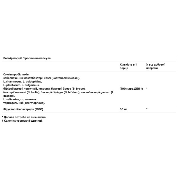 Пробіотик, Probiotic, The Vitamin Shoppe, 100 млрд КУО, 30 рослинних капсул