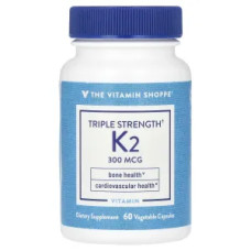 Вітамін K2 300 мкг потрійна сила, The Vitamin Shoppe Triple Strength Vitamin K2, 60 рослинних капсул