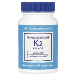 Вітамін K2 300 мкг потрійна сила, The Vitamin Shoppe Triple Strength Vitamin K2, 60 рослинних капсул