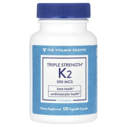 Вітамін K2 300 мкг, Triple Strength Vitamin K2 The Vitamin Shoppe, 120 рослинних капсул
