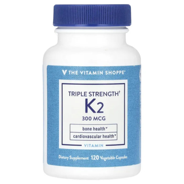 Вітамін K2, Triple Strength Vitamin K2, The Vitamin Shoppe, потрійна сила, 300 мкг, 120 рослинних капсул