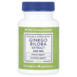 Гинкго билоба 240 мг, Ginkgo Biloba Extract The Vitamin Shoppe, двойная сила, 60 растительных капсул