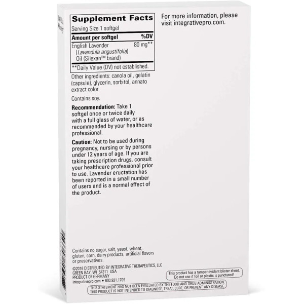 Трояндова олія, заспокійливий засіб, Lavela WS 1265, Integrative Therapeutics, 60 гелевих капсул