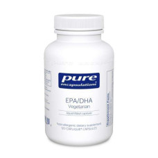 Вегетаріанська омега-3 ЕПК/ДГК, EPA/DHA Pure Encapsulations, ультрачистий молекулярно-дистильований концентрат риб'ячого жиру, 120 капсул