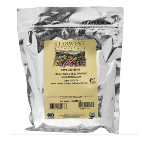 Цілісні насіння органічної розторопші, Starwest Botanicals, 453,6 г