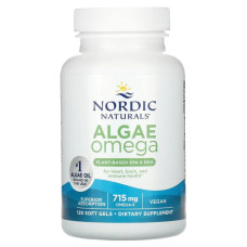 Омега з водоростей 715 мг, Nordic Naturals Algae Omega+, 120 гелевих капсул