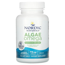 Омега з водоростей 715 мг, Nordic Naturals Algae Omega+, 120 гелевих капсул