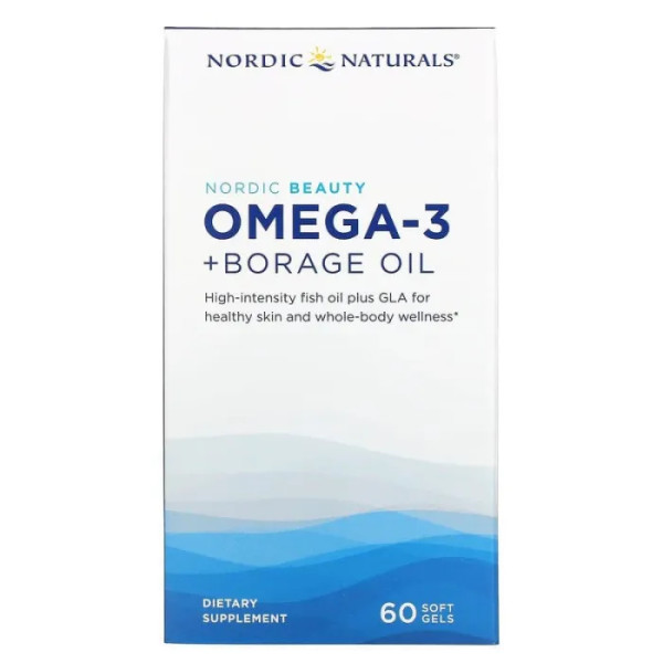 Омега-3 + олія огірника, Nordic Beauty, Omega-3 + Borage Oil, Nordic Naturals, 60 гелевих капсул
