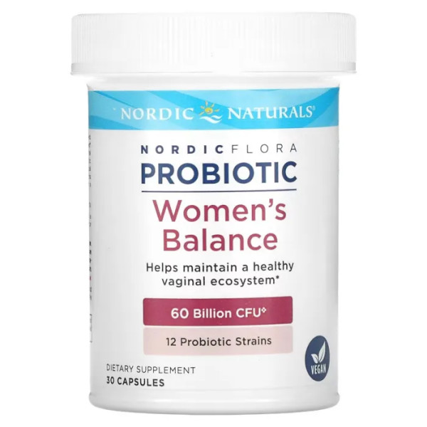 Пробіотики, підтримка вагінальної екосистеми, Nordic Flora Probiotic, Nordic Naturals, 60 мільярдів КУО, 30 капсул