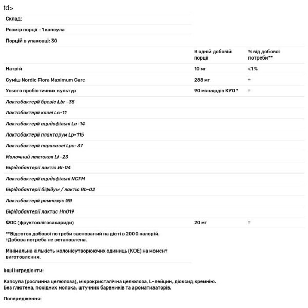 Підтримка кишечника, Nordic Flora Probiotic, Nordic Naturals, 90 мільярдів КУО, 30 капсул