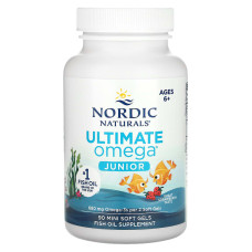 Риб'ячий жир для дітей від 6 до 12 років, Ultimate Omega, Nordic Naturals, зі смаком полуниці, 340 мг, 90 гелевих міні капсул.