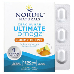 Омега 3 600 мг, жувальні, смак тропічні фрукти, Nordic Naturals, 54 жувальні цукерки