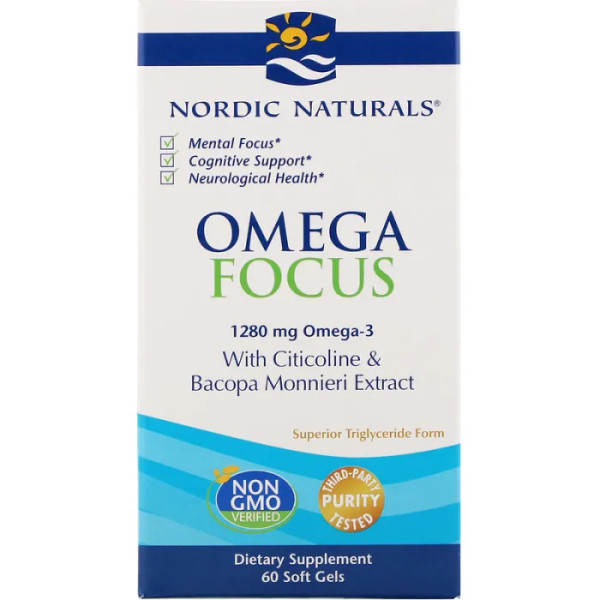 Омега, Omega Focus, Nordic Naturals, 1280 мг, 60 гелевих капсул